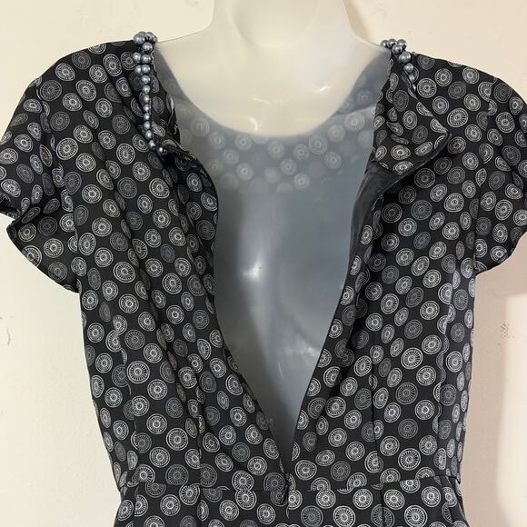 Jason Wu Target black circle print beaded neckline flutter sleeve dress 6 - Picture 3 of 9